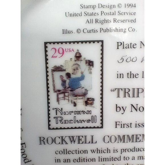 Norman Rockwell Triple Self Portrait Limited Edition Plate Bradford Exchange 94 - Picture 11 of 12